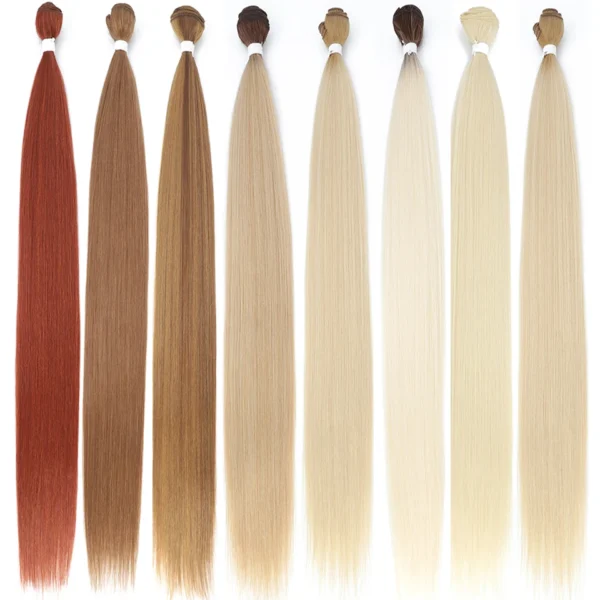 Bone Straight Hair Bundles – Super Long Synthetic Yaki Straight Extensions - Image 2