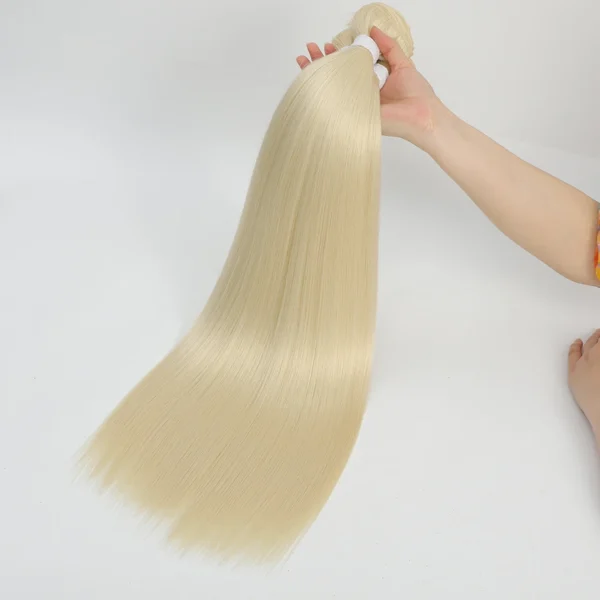 Bone Straight Hair Bundles – Super Long Synthetic Yaki Straight Extensions - Image 3