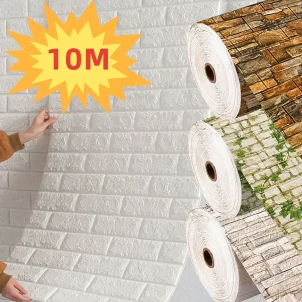 70cm 3D Foam Brick Wall Sticker | Waterproof, Self-Adhesive