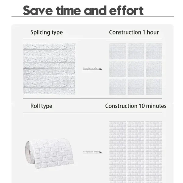 70cm 3D Foam Brick Wall Sticker | Waterproof, Self-Adhesive - Image 4