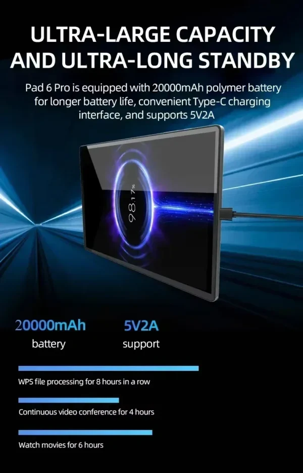 2025 NEW Pad 7s Pro Tablet – 11" 4K, Snapdragon 8 Gen 2, 22GB+2TB, 5G, Android 14 - Image 6