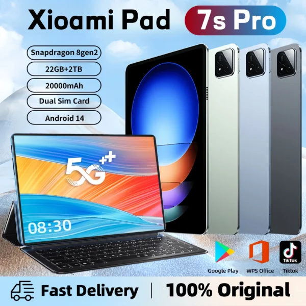 2025 NEW Pad 7s Pro Tablet – 11" 4K, Snapdragon 8 Gen 2, 22GB+2TB, 5G, Android 14