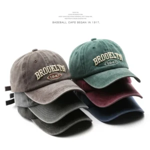 Retro Brooklyn Embroidered Baseball Cap – Unisex Adjustable Cotton Hat for Spring & Summer