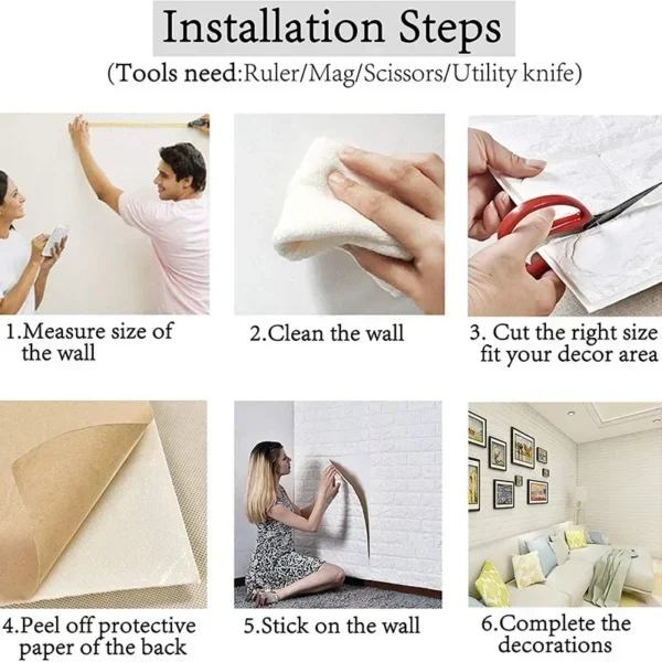 70cm 3D Foam Brick Wall Sticker | Waterproof, Self-Adhesive - Image 5