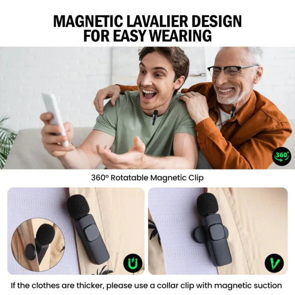 Basix Wireless Lavalier Mic – Mini Windproof Audio Recorder for iPhone 16, Vlog & YouTube - Image 4